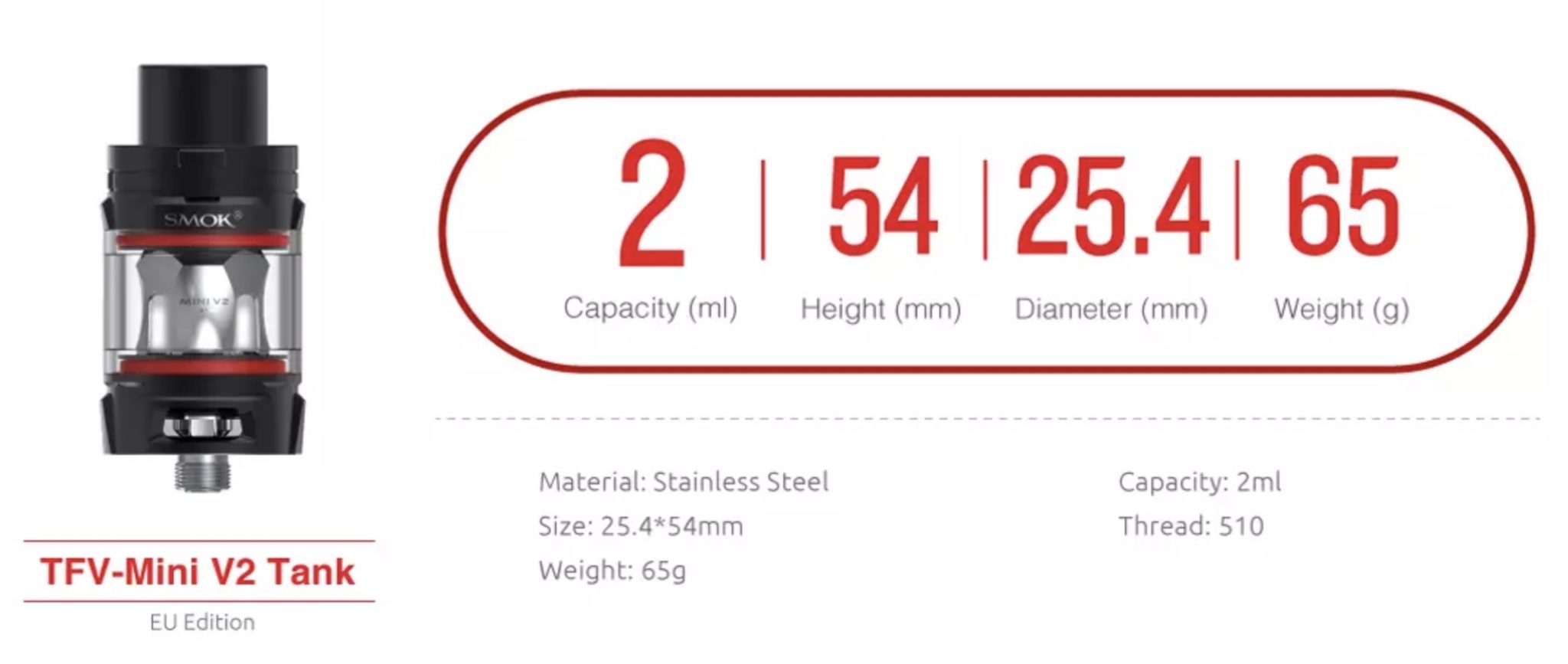 smok tfv-mini v2 tank specifications