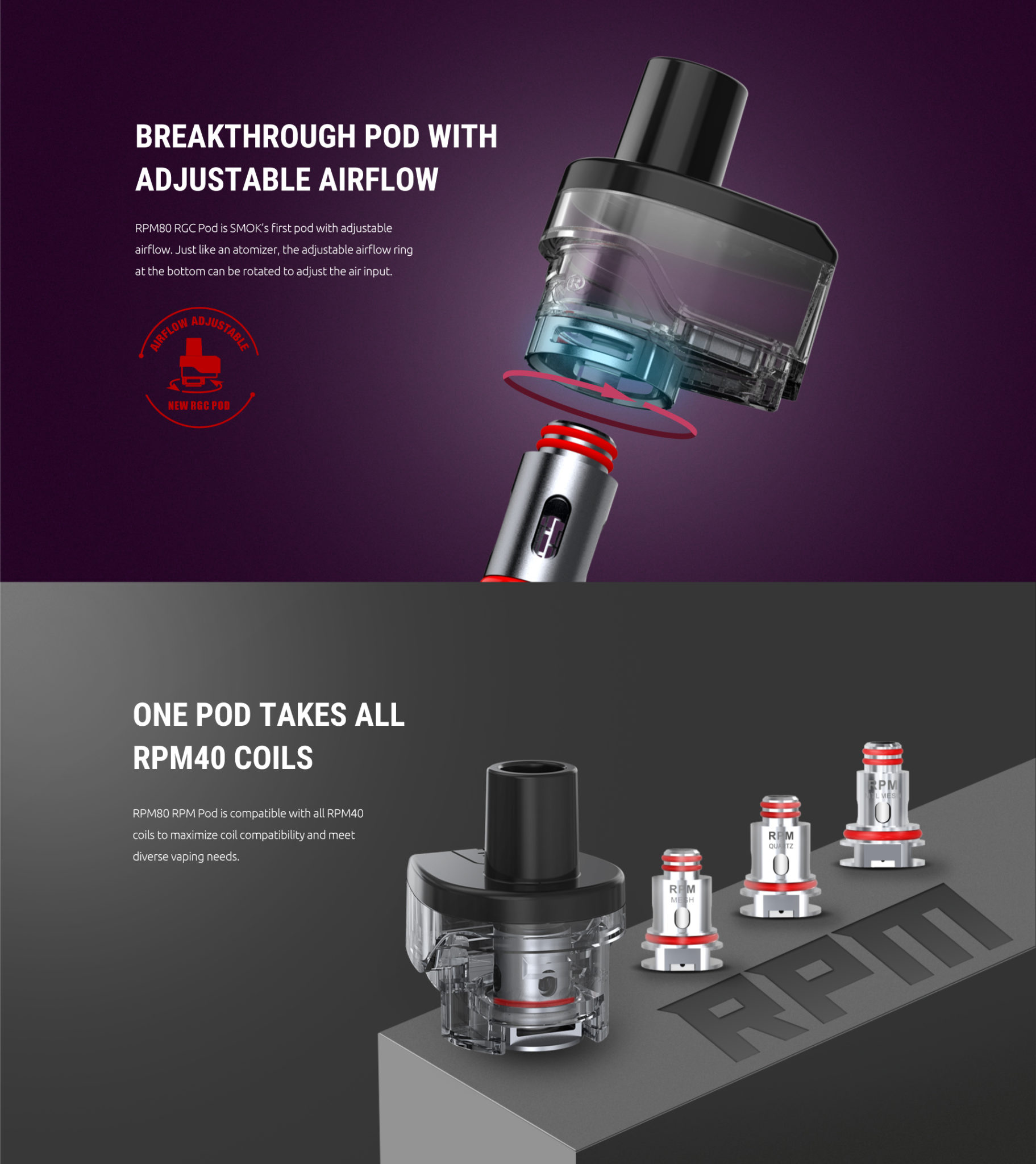 SMOK RPM80 Pod Kit Adjustable Airflow