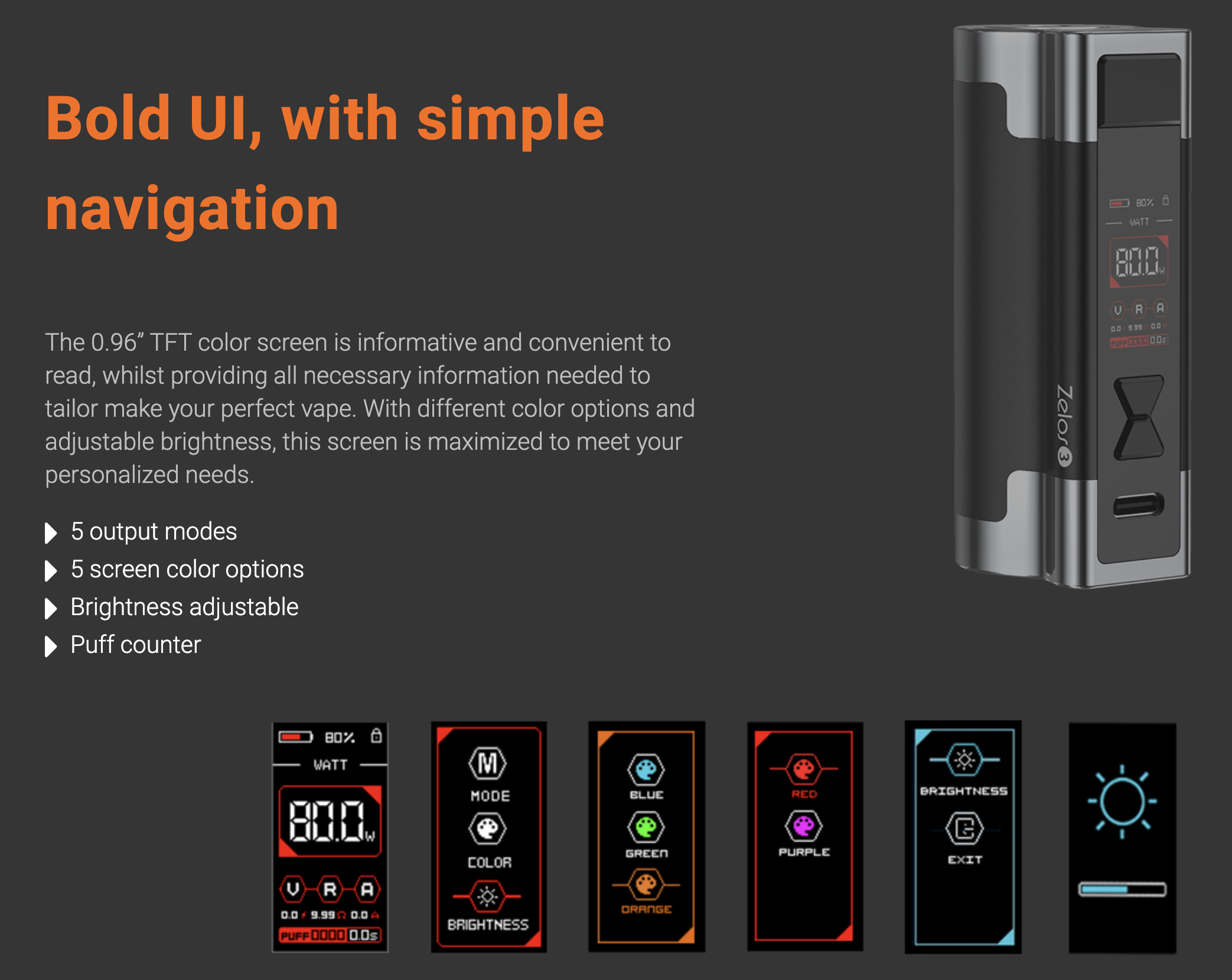 The Aspire Zelos 3 is the ultimate all-in-one vaporizer design. The Zelos 3 boasts an intelligent illuminated digital screen and a powerful integrated 3200mAh rechargeable battery ideal for both mouth to lung (MTL) and direct to lung (DTL) vaping styles. An adjustable wattage setting of 1- 80W gives you complete control, allowing for fine tuning of the wattage output according to your personal preference. -Integrated 3200mAh Rechargeable Battery -Wattage Output Range: 1 - 80W -Voltage Output Range: 0; - 8.4V -Resistance Range: 0.1 ohm - 5.0 ohms -Simple Single Button Operation Benefits: - Superior control & easy use combined in a small, sleek form factor. - Compact design prints impeccable taste with superior vapor production and lifespan. The adjustable wattage allows You to switch between MTL and DTL vaping styles accordingly depending on vapour preference.