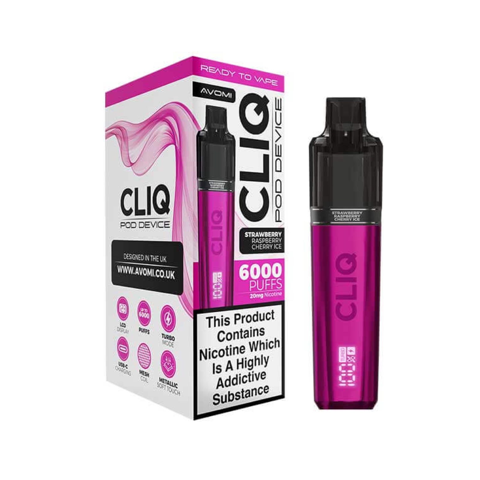 Strawberry Raspberry Cherry Ice Avomi Cliq Prefilled Pod Kit