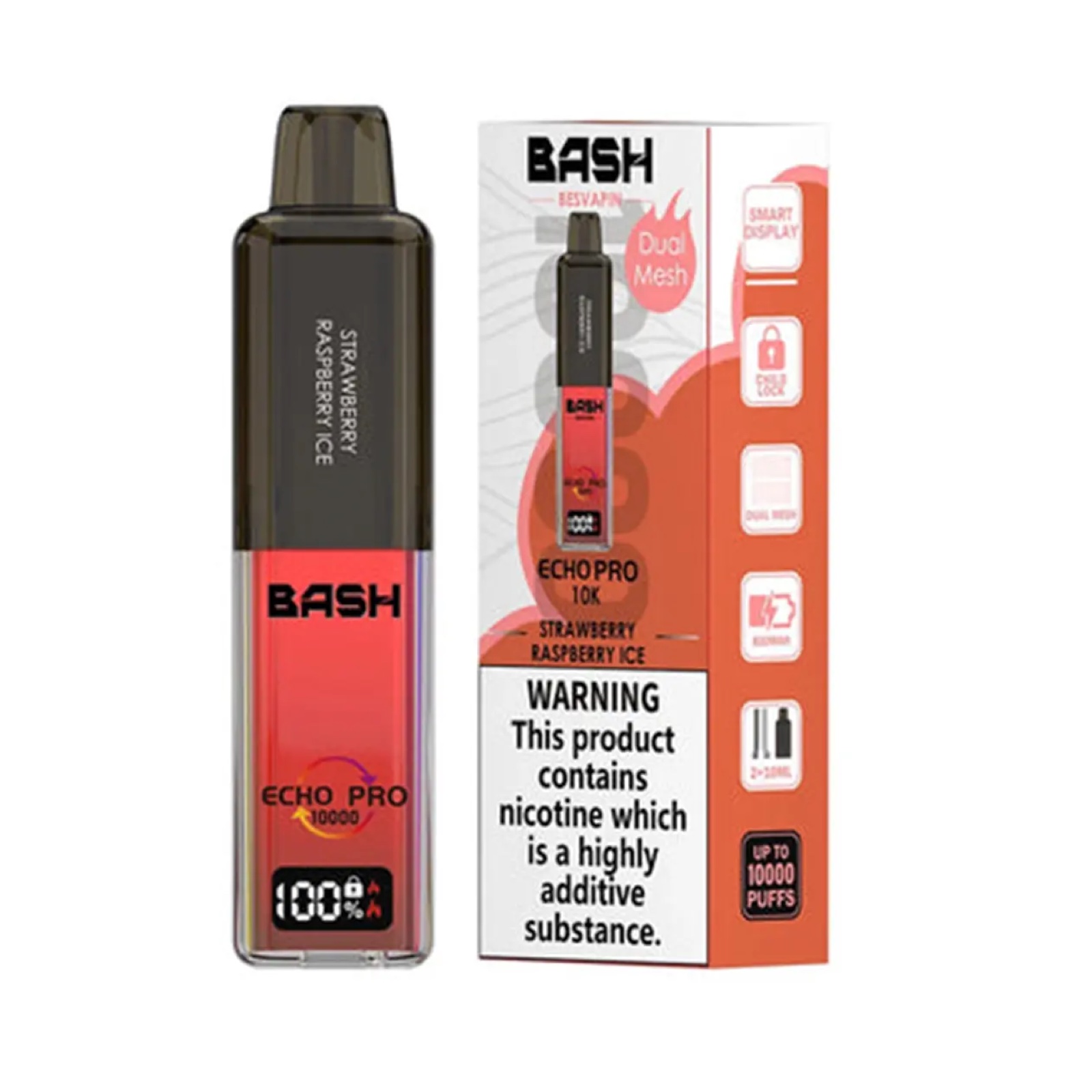 Bash Vape Echo Pro 10K Strawberry Raspberry Ice Prefilled Pod Kits